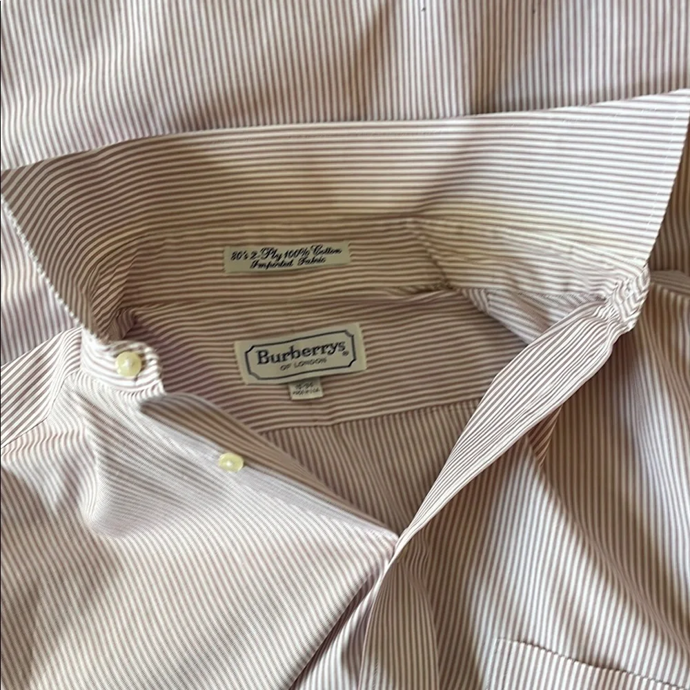 Burberry Brown Casual Button Down Shirt with Stripes 15-34 USA vintage 80 - Picture 9 of 12